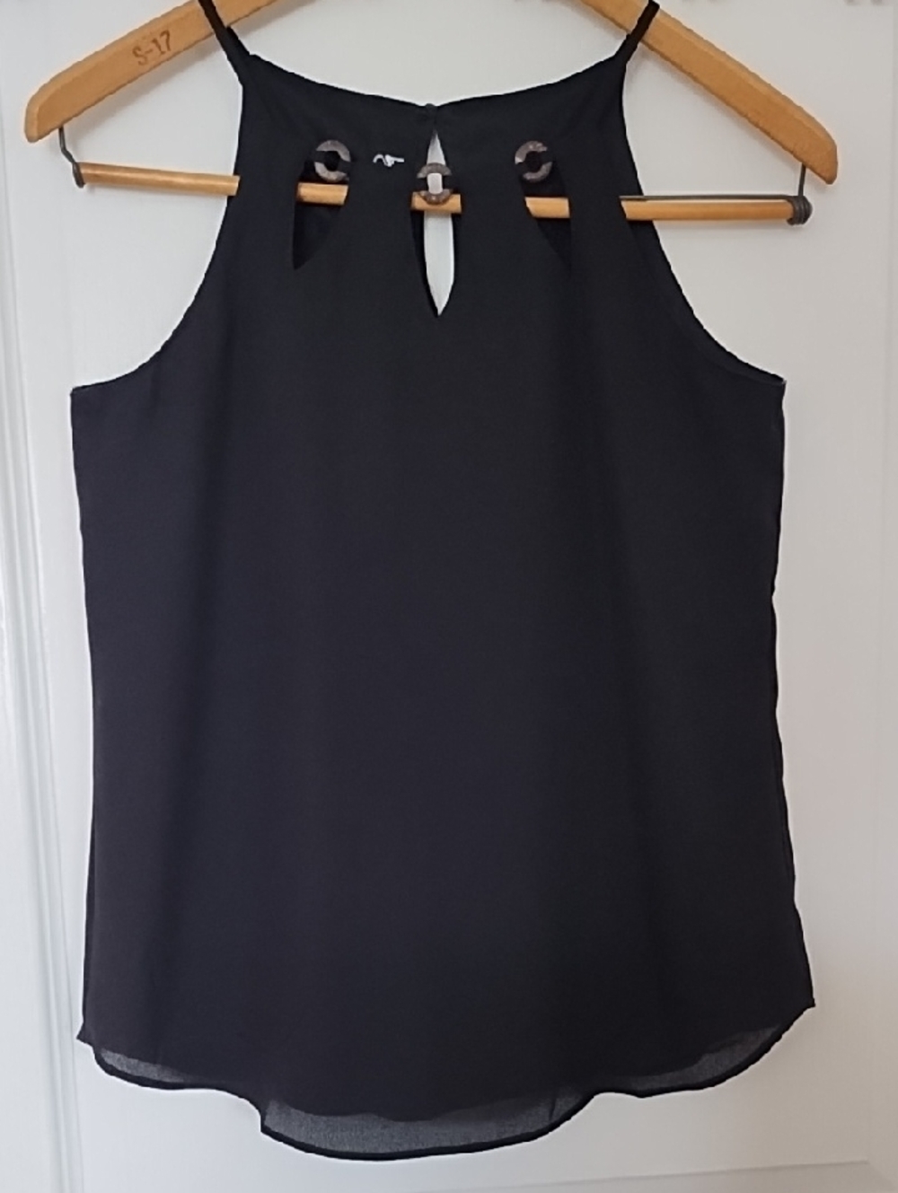 by & by Black Cutout Neckline Halter Tank Top Size XS Edgy Goth Festival Fashion